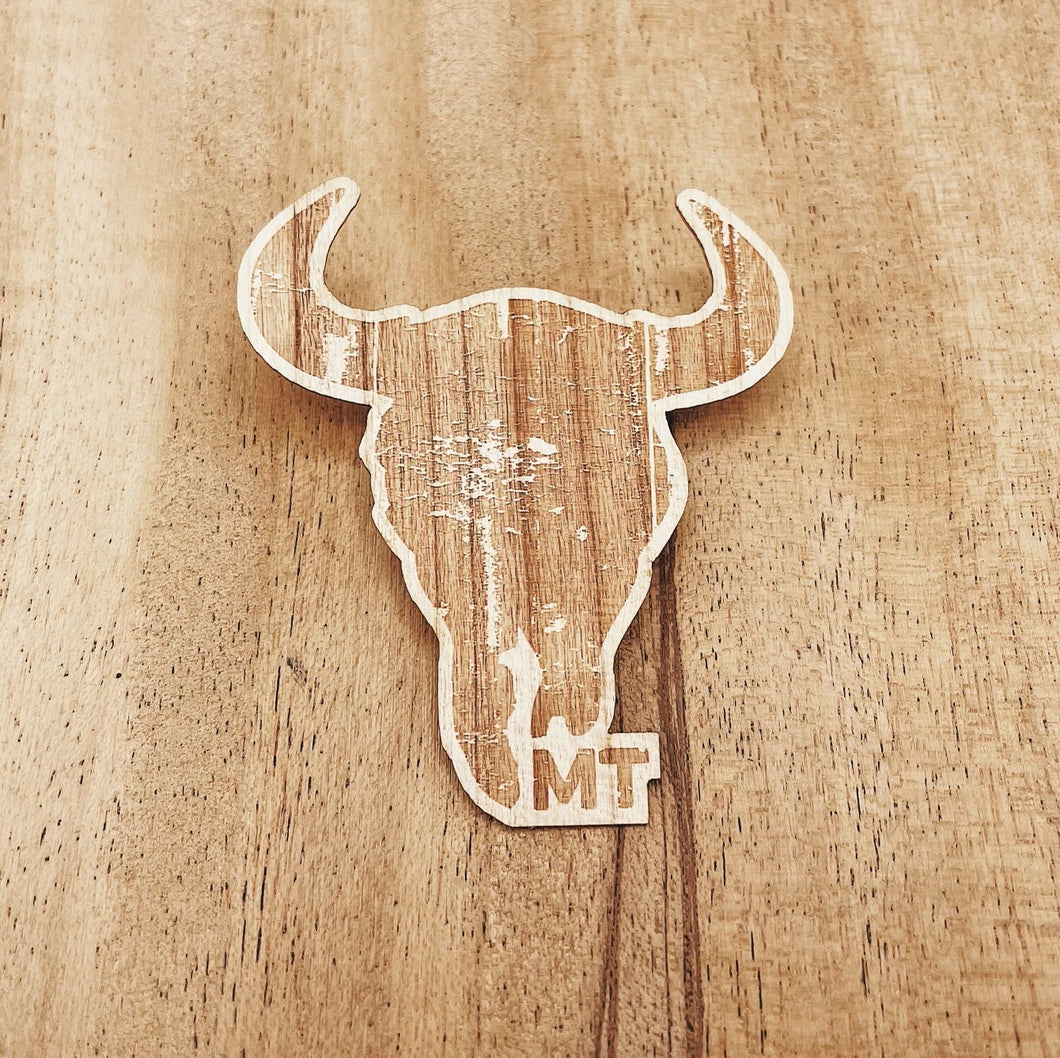 Bison Skull Wood Sticker